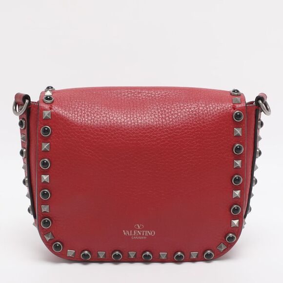 Valentino Rolling Rockstud Red Leather Shoulder Bags - Picture 4 of 7